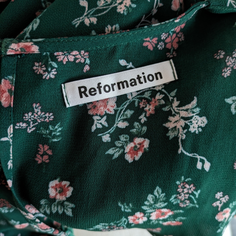 Reformation Juni Green Long Sleeve Dress - Picture 9 of 11